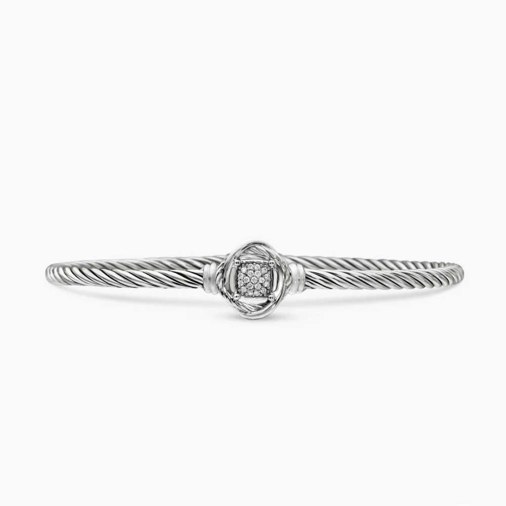 David Yurman Infinity Bracelet Sterling Silver with Diamonds, 3mm